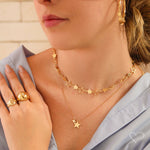 Colar Piuka Amy Duas Estrelas Metal Folheado a Ouro 18k - Piuka