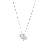 Colar Piuka Amy Duas Estrelas Metal Folheado em Ródio Branco - Piuka