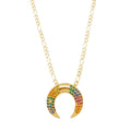 Colar Piuka Luna Chifre Italiano Zircônias Coloridas Folheado a Ouro 18k - Piuka