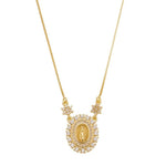Colar Piuka Medalha Oval Pequena Nossa Senhora das Graças Zircônias Folheado a Ouro 18k - Piuka