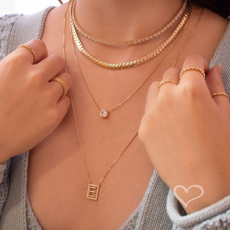 Colar Ponto de Luz Lavínia Zircônia Folheado a Ouro 18k - Piuka