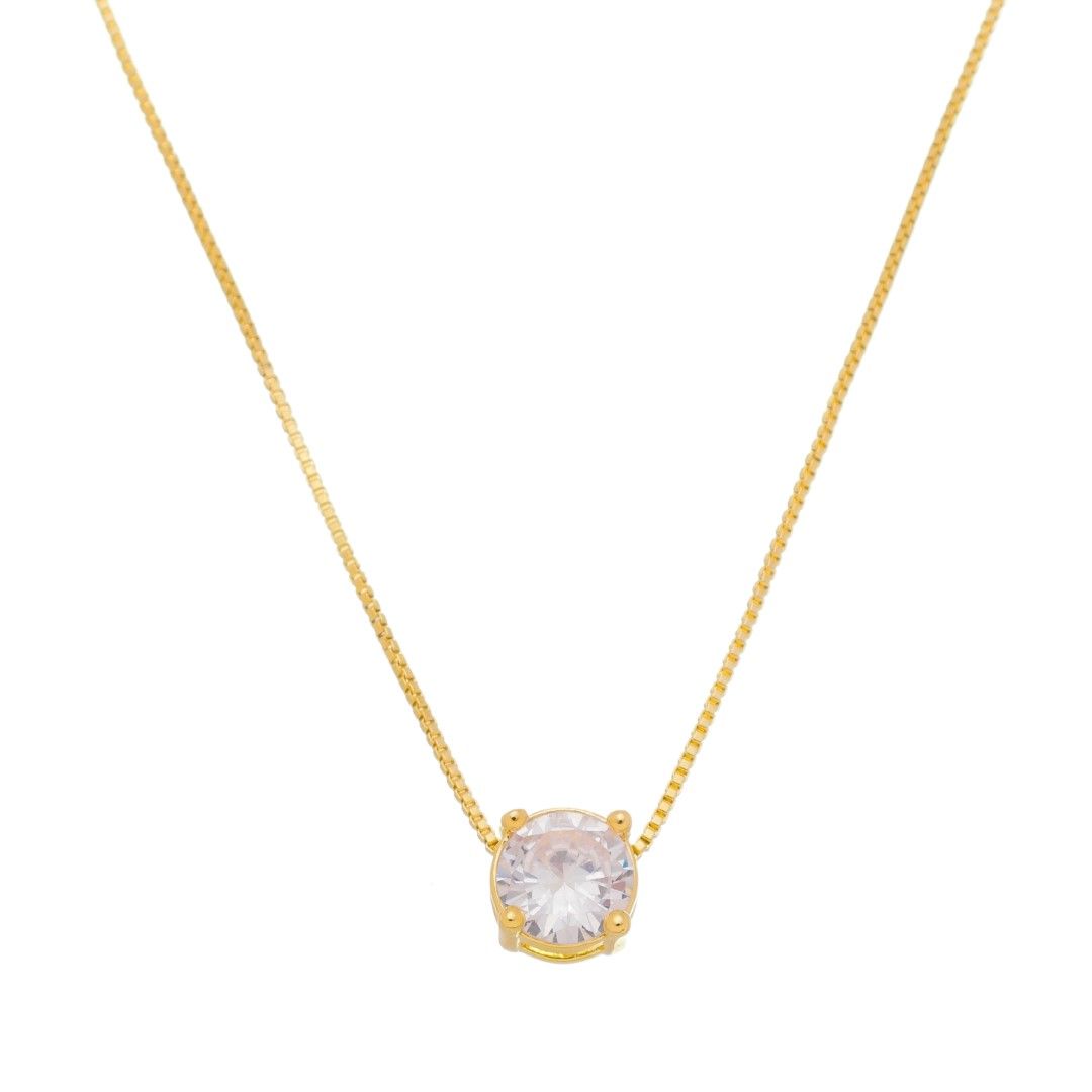 Colar Ponto de Luz Lavínia Zircônia Folheado a Ouro 18k - Piuka