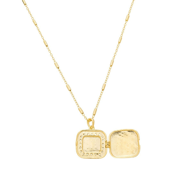 Colar Relicário Memorie Zircônia Folheado a Ouro 18k