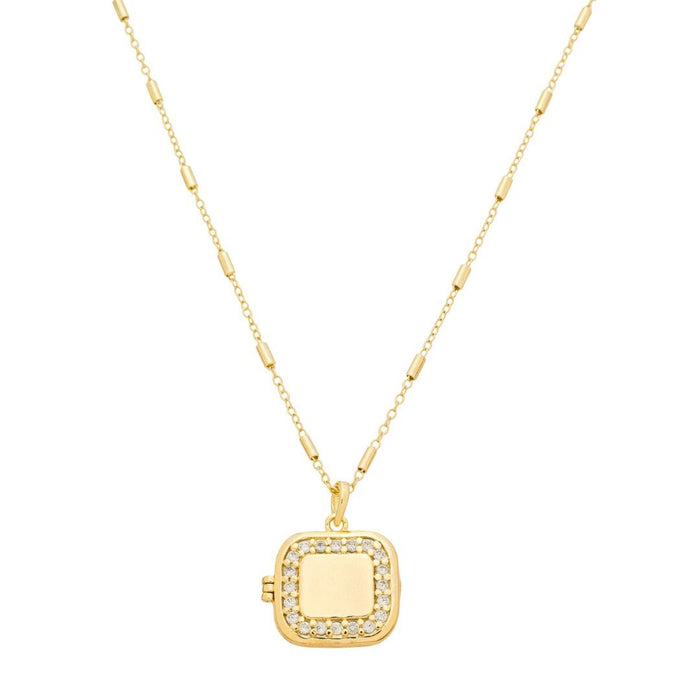 Colar Relicário Memorie Zircônia Folheado a Ouro 18k