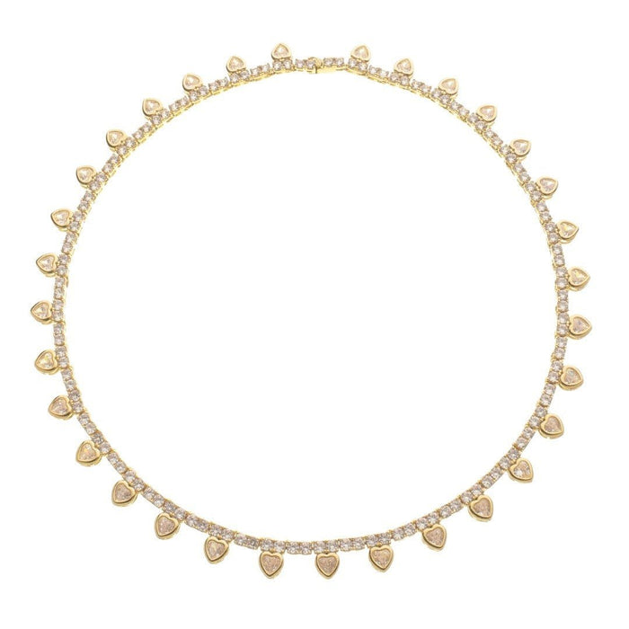 Colar Riviera Elisa Coração Zircônia Folheado a Ouro 18k