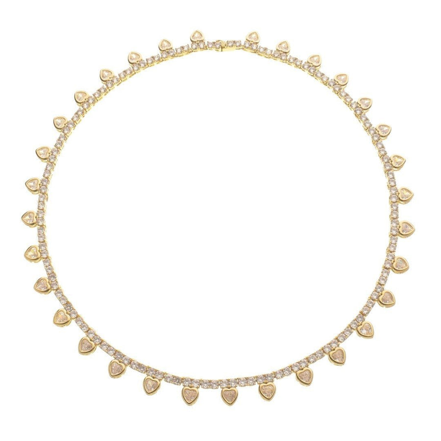 Colar Riviera Elisa Coração Zircônia Folheado a Ouro 18k - Piuka