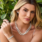 Colar Riviera Elisa Coração Zircônia Folheado em Ródio Branco - Piuka