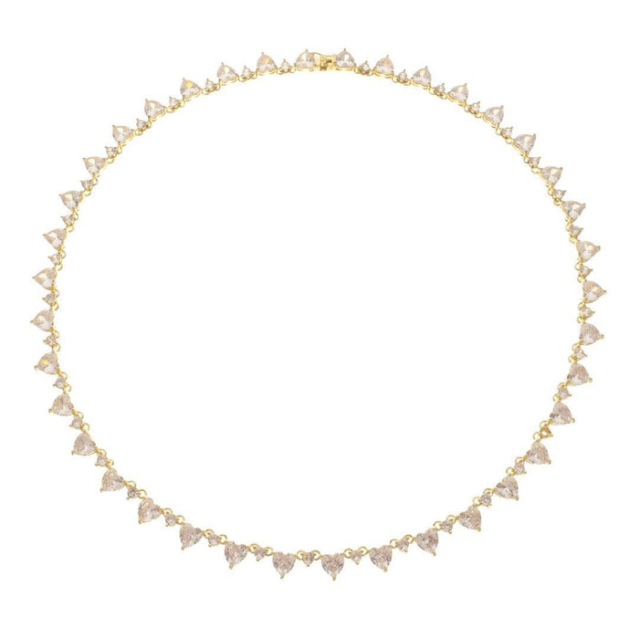 Colar Riviera Helena Coração Zircônias Folheado a Ouro 18k