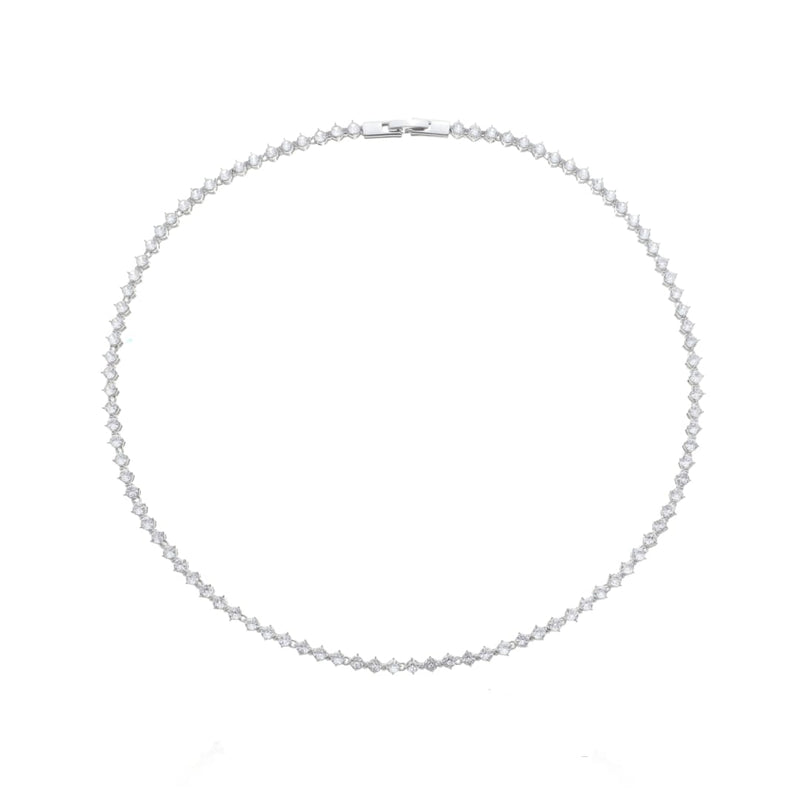 Colar Riviera Taylor Zircônias Folheado em Ródio Branco - Piuka