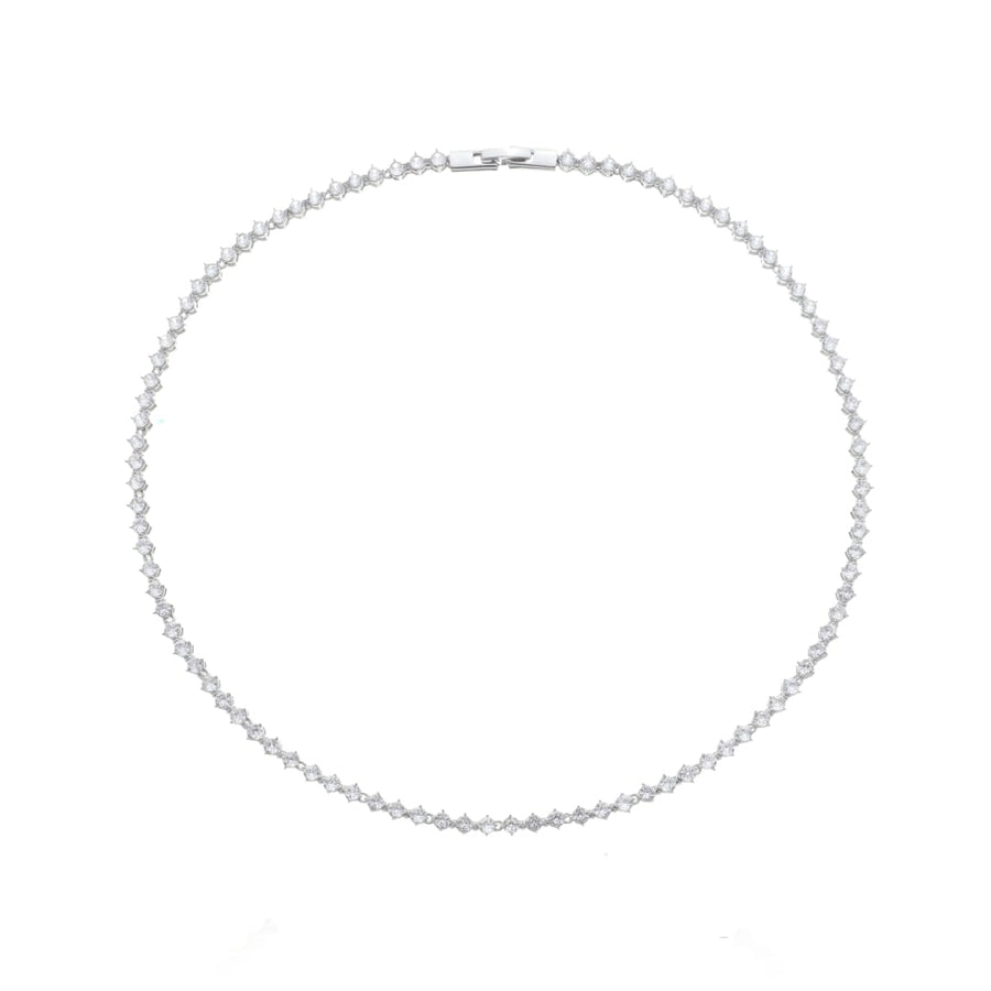 Colar Riviera Taylor Zircônias Folheado em Ródio Branco - Piuka