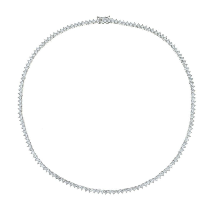 Colar Riviera Três Pontas Nat Mosca Zircônias Folheado em Ródio Branco