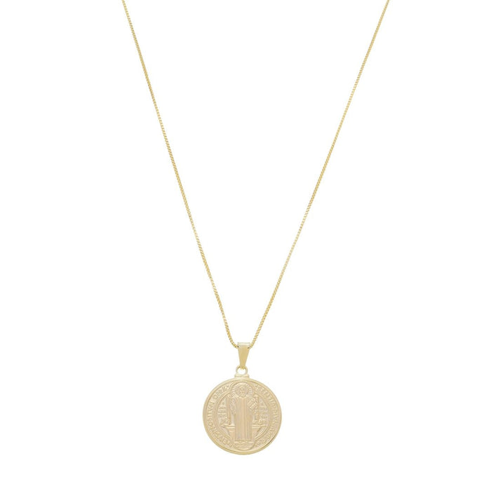 Colar São Bento Medalha M Folheado a Ouro 18k