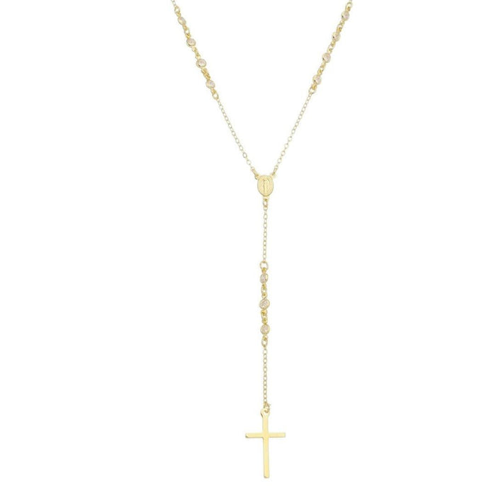 Colar Terço Celestial Zircônia Folheado a Ouro 18k