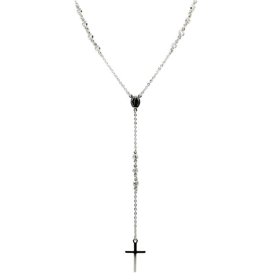 Colar Terço Celestial Zircônia Folheado em Ródio Branco Piuka - Piuka