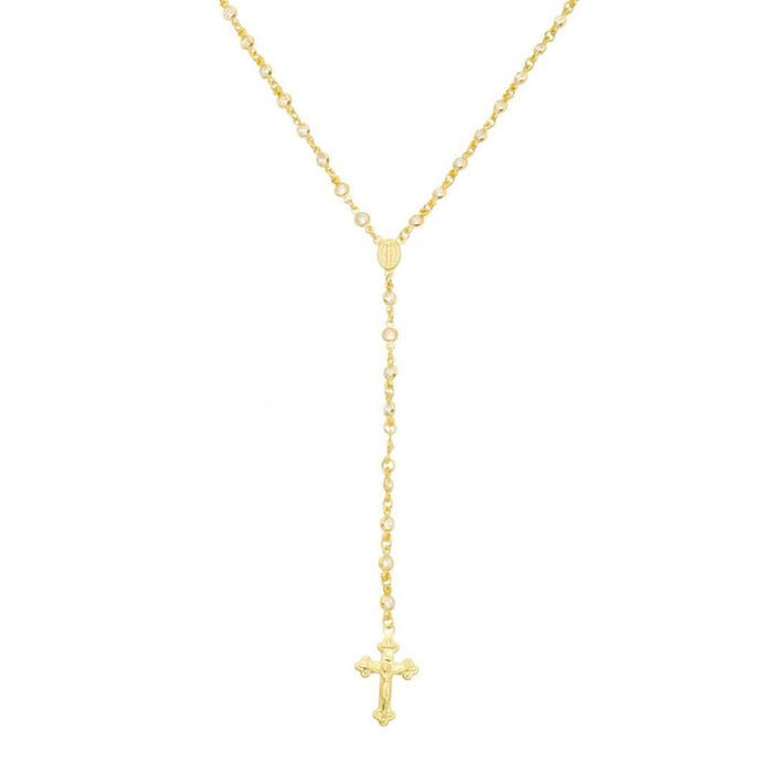 Colar Terço Grace Zircônia Folheado a Ouro 18k