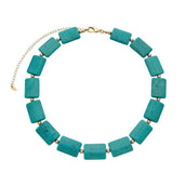 Colar Thais Pedras Naturais Turquesa Folheado a Ouro 18k - Piuka