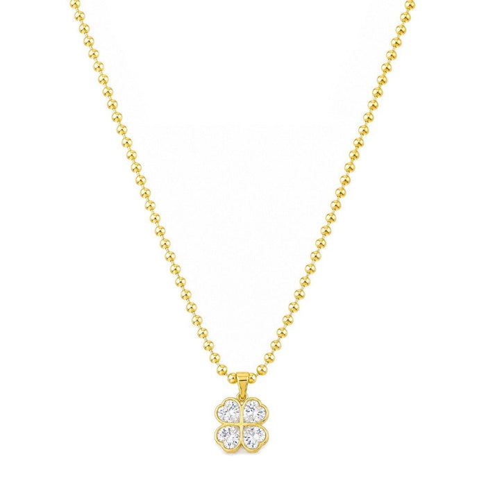 Colar Trevo Lucky Zircônias Folheado a Ouro 18k