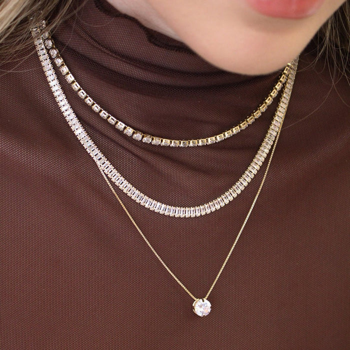 Conjunto Choker e Pulseira Riviera Taylor Zircônias Folheado a Ouro 18k