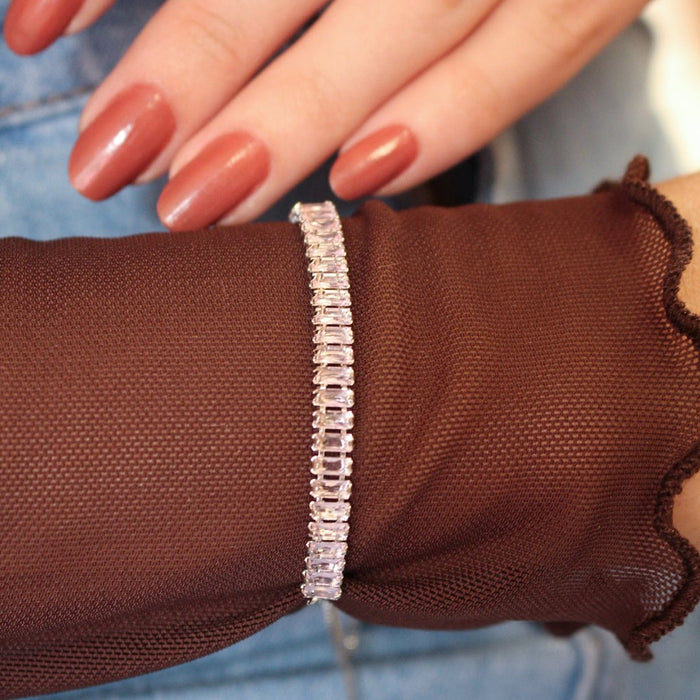 Conjunto Choker e Pulseira Riviera Taylor Zircônias Folheado em Ródio Branco