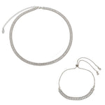 Conjunto Choker e Pulseira Riviera Taylor Zircônias Folheado em Ródio Branco - Piuka
