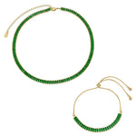 Conjunto Choker Riviera Taylor e Pulseira Riveira Zircônias Esmeralda Folheado a Ouro 18k - Piuka