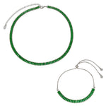Conjunto Choker Riviera Taylor e Pulseira Riveira Zircônias Esmeralda Folheado em Ródio Branco - Piuka