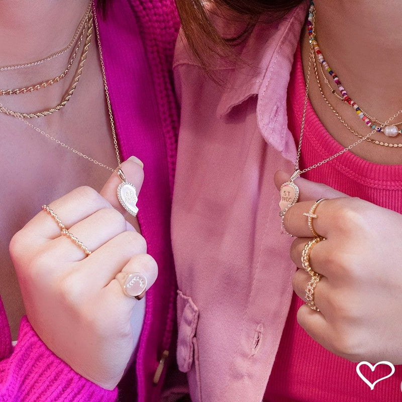 Conjunto Colar de Coração Best Friends Zircônias Folheado a Ouro 18k - Piuka