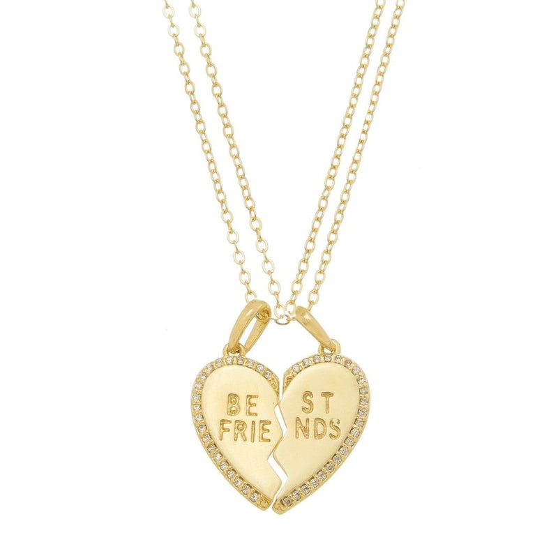 Conjunto Colar de Coração Best Friends Zircônias Folheado a Ouro 18k - Piuka