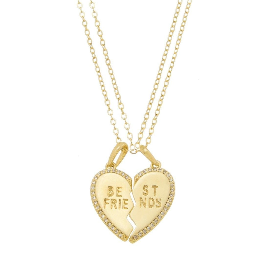 Conjunto Colar de Coração Best Friends Zircônias Folheado a Ouro 18k - Piuka