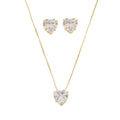 Conjunto Colar e Brinco Lelê Coração Zircônia Folheado a Ouro 18k - Piuka