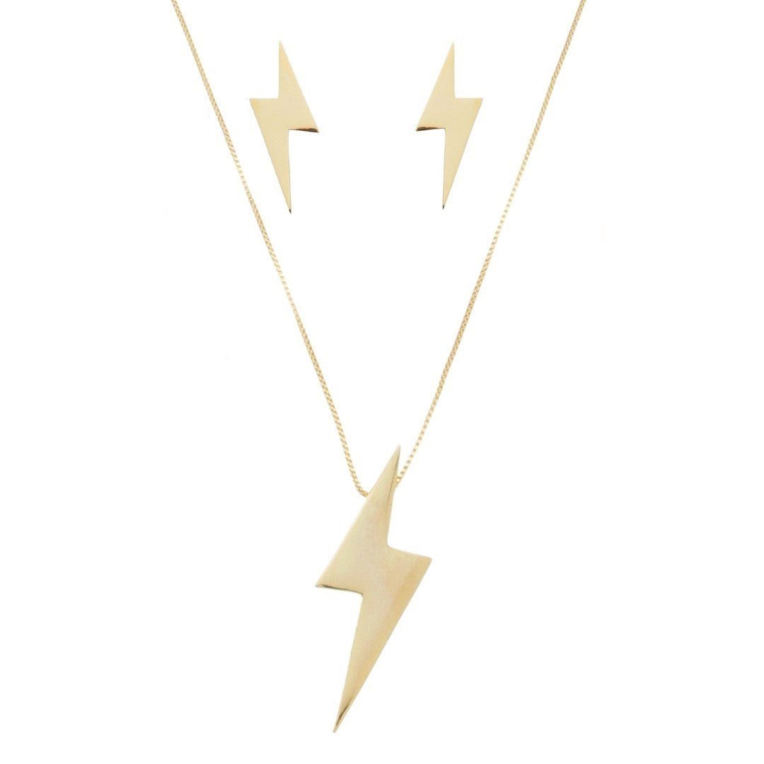 Conjunto Colar e Brinco Lp Raio Folheado a Ouro 18k - Piuka