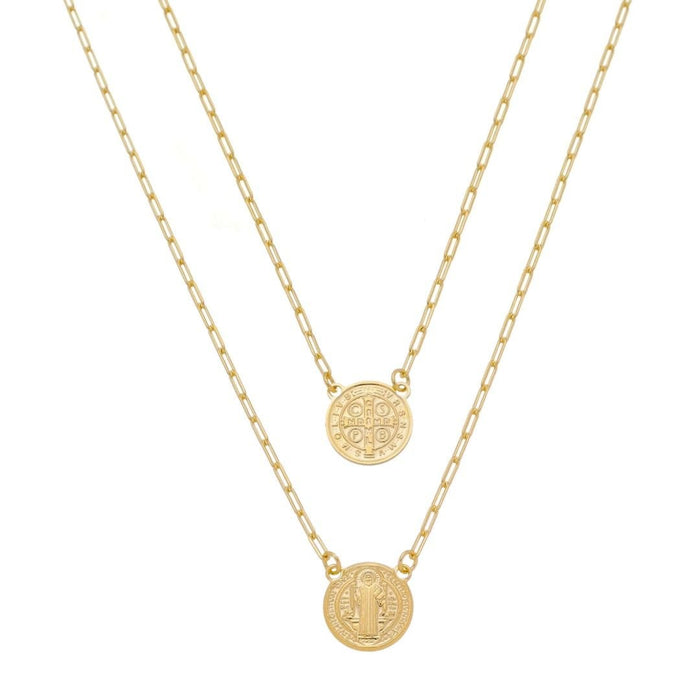 Escapulário Feminino São Bento Folheado a Ouro 18k