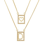 Escapulário Letra Inicial Coração Zircônias Folheado a Ouro 18k - Piuka