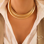 Gargantilha Agnes Metal Acetinado Folheada a Ouro 18k - Piuka