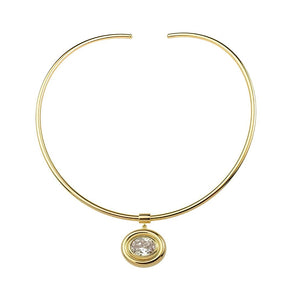 Gargantilha Ariane Pingente Oval Zircônia Folheada a Ouro 18k - Piuka