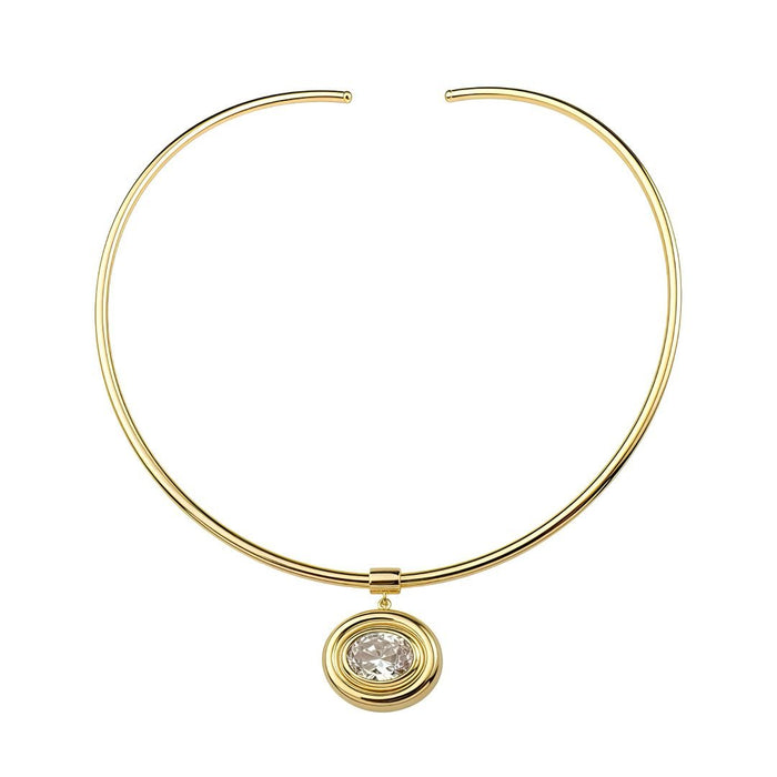 Gargantilha Ariane Pingente Oval Zircônia Folheada a Ouro 18k