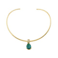 Gargantilha Clara Pingente Gota Zircônia Esmeralda Folheado a Ouro 18k - Piuka