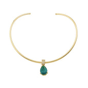 Gargantilha Clara Pingente Gota Zircônia Esmeralda Folheado a Ouro 18k - Piuka