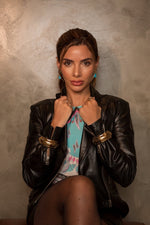 Ingrid Giovinazzo - Brinco Orgânico Lola Turquesa & Bracelete Bold Medio Ariane - Piuka