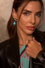 Ingrid Giovinazzo - Brinco Orgânico Lola Turquesa & Bracelete Bold Medio Ariane - Piuka