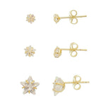 Kit 3 Brincos Estrela Lulu Zircônia Folheado a Ouro 18k - Piuka