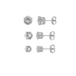 Kit 3 Brincos June Pontos de Luz Zircônia Folheado em Ródio Branco - Piuka
