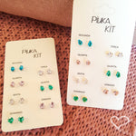 Kit 7 Brincos Semaninha Dri Zircônia Colorida Folheado em Ródio Branco - Piuka
