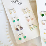 Kit 7 Brincos Semaninha Gigi Zircônias Coloridas Folheado a Ouro 18k - Piuka