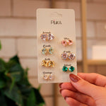 Kit 7 Brincos Semaninha Liz Zircônias Coloridas Folheado a Ouro 18k - Piuka