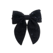 Laço de Cabelo Camila Crepe Preto Bordado - Piuka