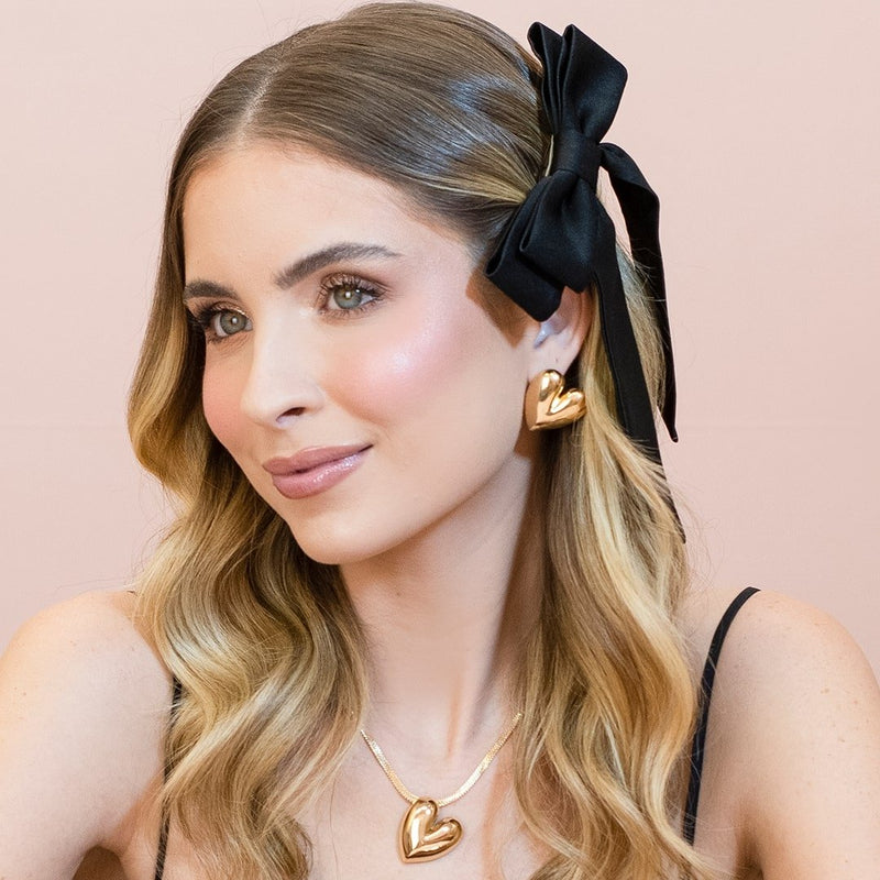 Laço de Cabelo Duplo Fernanda Crepe Preto - Piuka