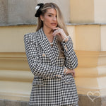 Laço de Cabelo Duplo Leticia Veludo Alemão Preto com Flor Removivel em Voal Off White - Piuka