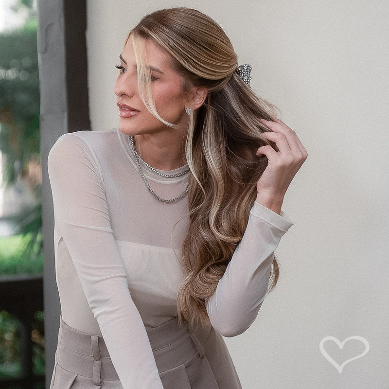 Laço de Cabelo Flávia Bordado Strass - Piuka
