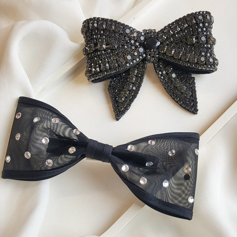 Laço de Cabelo Flávia Bordado Strass Black Diamond - Piuka